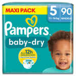 Pampers Baby-Dry bleier, størrelse 5, 11-16 kg, maxipakke (1 x 90 bleier)