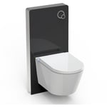 Toilettes Japonaises céramique, wc lavant japonais avec module sanitaire noir, jets 100% réglables, rinçage Vortex 180° et abattant veilleuse led
