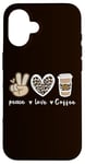 iPhone 16 Cute Leopard Peace Sign Love Coffee Heart For Cafe Lovers Case