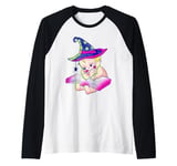 Kewpie Baby Witch Spider Magic Spell Tattoo Flash Raglan Baseball Tee