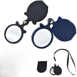 Lot 2 Mini Loupes Poche Pliables avec étui Protection Rotatif pour Lire Journaux Livres Magazines Sciences Bijoux Loisirs (Noir+Bleu) UC20.[S1141]