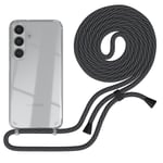 For Samsung Galaxy S24 phone case with detachable cord chain gray black clips