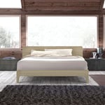 Lit 2 places 160x190 design moderne en bois avec sommier et lattes Linz Couleur: bois neutre