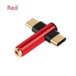 Type-c To 3.5mm Adapter Audio Convertor Aux Splitter Red