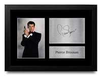 HWC Trading FRAMED Pierce Brosnan Gift Signed A4 Printed Autograph James Bond Gifts 007 Print Photo Picture Display