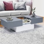 Table basse coulissante rectangulaire MARTA bois blanc et gris