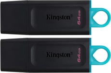 Kingston DataTraveler Exodia DTX/64GB-2P Clé USB 3.2 Gen 1 avec capuchon de protection et anneaux pour porte-clés de plusieurs couleurs