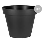 EDA - Lot de 2 Pots de fleur rond Toscane ø 100 x H.79 cm Anthracite