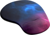 Tapis de Souris avec Coussin en Gel - Repose-Poignet Gaming - Mousepad wrist rest - Confort avec repose poignets Ergonomique en Gel, Hydrofuge et Lavable, PC laptop Notebook, Fumée colorée.[G267]