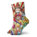 LREFON Chaussettes de Compression Kirby Anime Su-per Mario Chaussettes équipage drôle décontracté Unisexe Impression Cheville Sport Chaussette