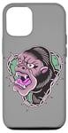 Coque pour iPhone 15 Flash de tatouage traditionnel Gorilla Violet