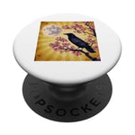 Motif floral et corbeau enchanté vintage Sakura gothique PopSockets PopGrip Adhésif