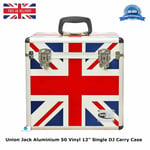 1 UNION JACK Aluminium Storage DJ Flight Carry Case for 50 LP Vinyl 12" Records