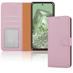 iCatchy for Google Pixel 8A Case Leather Wallet Flip Book Shockproof Cover with Kickstand Magnetic Closure [RFID Blocking] Compatible with Pixel 8a (Rose Gold)