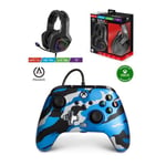 Casque Gaming Pro Gamer EH50BK LEDs RGB PC Switch PS5 PS4 Xbox Series X/S + Manette Xbox One-S-X-PC Camouflage Bleu Métal Officielle