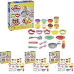 Play-Doh Kitchen Creations Flip 'n Pancakes Playset 14-Piece Breakfast Toy for Kids 3 Years and Up with 8 Non-Toxic Modelling Compound Colours (Pack of 4)