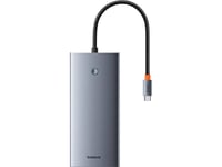 Baseus Hub 13In1 Baseus Portaljoy Usb-C Til Hdmi+Dp+Vga+C+Usb+Pd+Rj45+Sd/Tf+3,5 Mm (Grå)