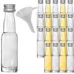 mikken Lot de 20 Mini Bouteilles en Verre avec Bouchon à vis et Entonnoir 40 ML