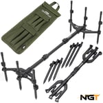 NGT 3 Rod Pod Carp Fishing Fully Adjustable TRI-POD with Carry Case