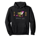 Bruce Lee Flying Kick Retro Neon Contour Logo Pullover Hoodie