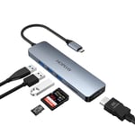 Hub USB C 6 en 1, Adaptateur Double écran USB C avec HDMI 4K, USB 3.0 Type A 5 Gbps, Lecteur de Carte SD/TF