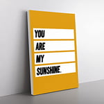 Big Box Art You Are My Sunshine Typography Canvas Wall Art Print Ready to Hang Picture, 76 x 50 cm (30 x 20 Inch), Gold, White, Black