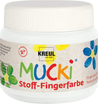 Kreul 28101-Mucki Peinture Tissu, 150 ML en Blanc, sans paraben, sans Gluten, sans Lactose et végétalienne, optimale pour l'application avec Les Doigts et Les Mains, 628105, White