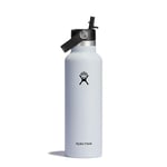 HYDRO FLASK - Water Bottle 621 ml (21 oz) - Vacuum Insulated Stainless Steel Water Bottle with Flex Straw Cap - BPA-Free - Standard Mouth - White