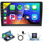 2G&32G Podofo 10.1'' Android 13 Autoradio 2 Din sans Fil Carplay Android Auto Lien Miroir Bluetooth Ecran Tactile 26 UI FM/RDS Contrôle du Volant WiFi/GPS EQ MIC avec Caméra de Recul AHD