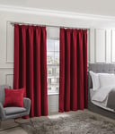 Emma Barclay Cali Pencil Pleat - Woven Thermal Blackout Pencil Pleat Curtains in Red - Width 90 x Drop 90" (228 x 228cm)