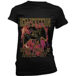 Led Zeppelin Black Flames Band Logo T Shirt Official Women's Skinny Fit M Black