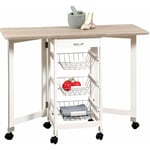 Kesper - Chariot de cuisine avec plateau pliable, 3 étagères, blanc