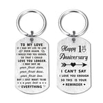 Yobent 1st Wedding Anniversary Keyring Gifts for Husband Wife Him Her, Happy First 1 Year Anniversary Key Ring Chain for Men Women