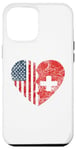 iPhone 12 Pro Max Swiss American Flags Heart | United States Switzerland Roots Case