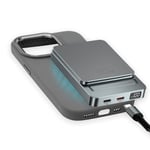 4Smarts OneStyle iPhone 15 Plus Silikon Deksel - MagSafe Kompatibel - m. MagSafe Kompatibel PowerBank 22.5W 5000mAh & USB-C til USB-C kabel - Grå