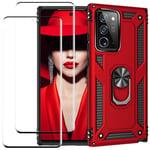 Screen Protector Case Heavy Duty Case Kickstand Rotating Ring Cover for Note 20 Ultra 5G，Red