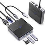 Hub USB C 6 en 1 Station d'accueil Ethernet 2.5 Gbps, HDMI 4K@60Hz, PD 100W, 5Gbps USB C 3.0, 2 Ports USB A 3.0, Type C Multiport Docking Station pour MacBook Air Pro M2 M1 iPad Surface Dell HP