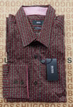 New Hugo BOSS brown red Italian fabric selection Tailored smart suit shirt LARGE