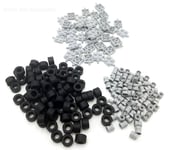 LEGO WHEELS 200 Piece Set - 40 GREY Plates / Axles - 80 Tyres - 80 Wheels 