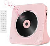 Lecteur Cd Portable Avec Bluetooth,Radio Lecteur Cd Avec Télécommande,Lecteur Cd Avec Usb,Entrée/Sortie Aux,Lecteur Cd De Bureau Enfants,Lecteur De Musique Cd Hifi En Rose