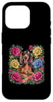 iPhone 16 Pro Cartoon Irish Setter dog with roses Case