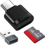 Lecteur de Carte TF,Lecteur de Carte Micro SD,Adaptateur de Lecteur de Carte Mémoire TF Type C avec Adaptateur USB C vers USB Compatible avec Les Ordinateurs Portables,MacBook,Samsung (Noir)(Q90)