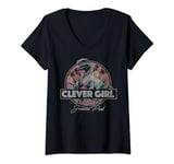 Womens Jurassic Park Tropical Clever Girl Raptor C1 V-Neck T-Shirt