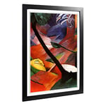 Big Box Art Framed Print of Franz Marc Sleeping Deer in The Forest Design | Wall Art Picture | Home Decor for Kitchen, Living Room, Bedroom, Hallway, Black, A2 / 24.5x18 Inch / 62x45cm