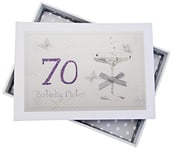 White Cotton Cards Album Photo 70e Anniversaire en Verre coupé Blanc 12,5 x 17,5 x 2,5 cm