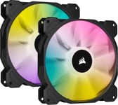 iCUE SP140 RGB ELITE Performance 140 mm Kit de Deux Ventilateurs avec Lighting Node CORE (Technologie AirGuide, Huit LED Paramétrables, Silencieux Niveau Sonore 18 dBA) Noir