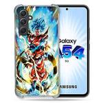 Cokitec Coque Renforcée en Verre Trempé pour Samsung Galaxy A54 5G Manga Dragon Ball Sangoku Blanc