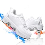 Patins A roulettes Double Rangée De Déformation avec 4 Roues Chaussures Adulte Chaussure Fille Roller Skate Shoes pour Marche Sportive Et De Loisir