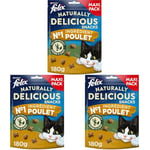 FELIX Naturally Delicious Snacks | Adulte| Friandises pour Chat |Poulet avec Une Touche d'herbe| 180 g (Lot de 3)