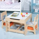 Costway - Table Enfant avec Chaise Tableau Amovible à 2 Faces et 2 Boîtes Rangement Taille Compacte pour Chambre Enfant École